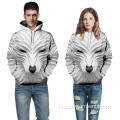 Witte lachende wolf 3D-print hoodie